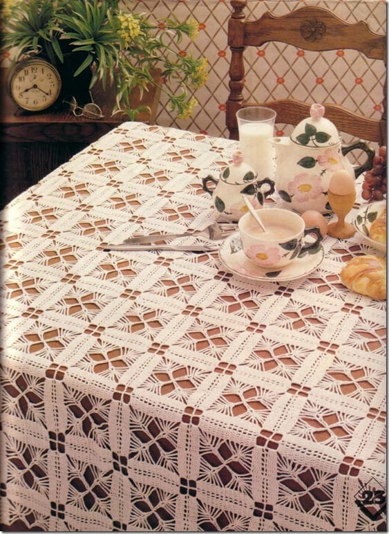 Toalha de crochê quadrada para mesa