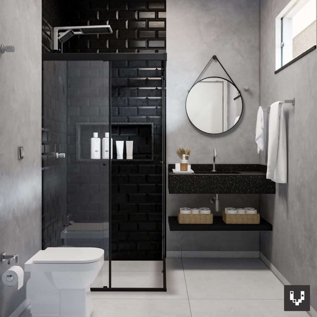 banheiro preto 6 Banheiro preto: dicas +10 inspirações para você aderir ao estilo repleto de elegância