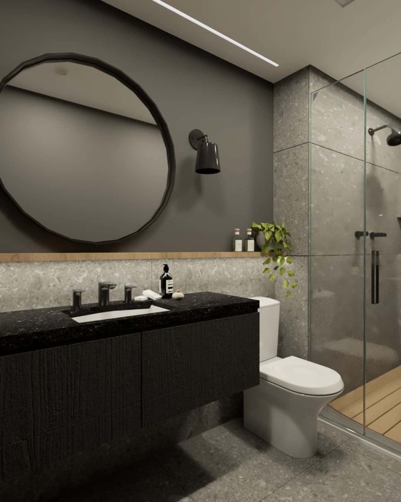 banheiro preto 7 Banheiro preto: dicas +10 inspirações para você aderir ao estilo repleto de elegância