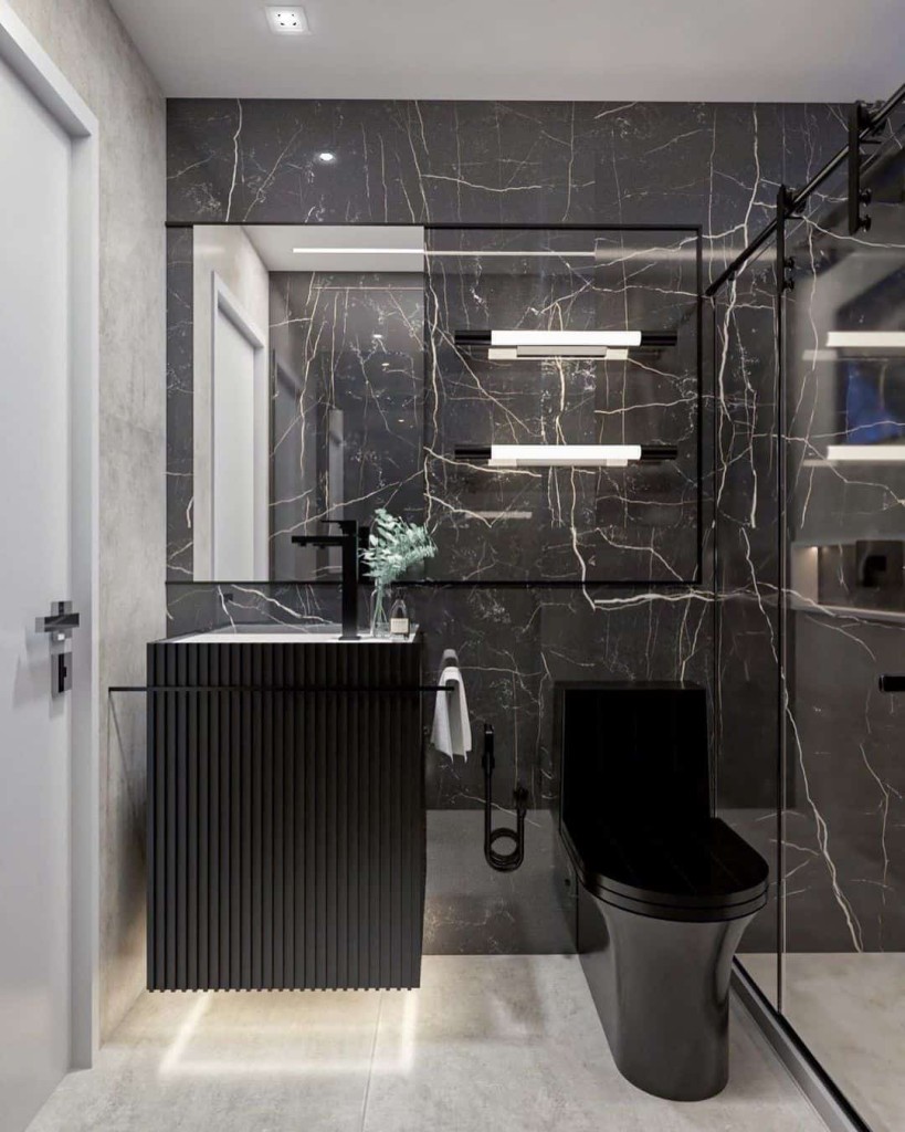 banheiro preto 9 Banheiro preto: dicas +10 inspirações para você aderir ao estilo repleto de elegância