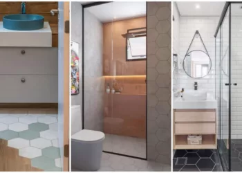 Banheiro com piso hexagonal: a tendência que une charme retrô e estilo moderno
