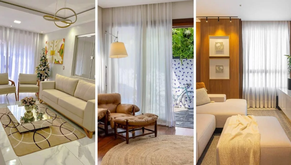Sala com cortinas até o chão: truque visual para dar elegância e altura