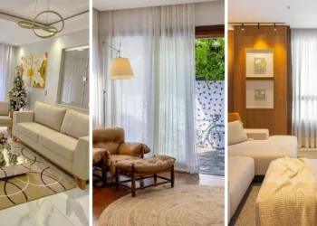 Sala com cortinas até o chão: truque visual para dar elegância e altura