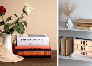 Diferentes títulos podem compor a decoração junto de quadros, velas, flores e objetos decorativos | Imagens: Freepik