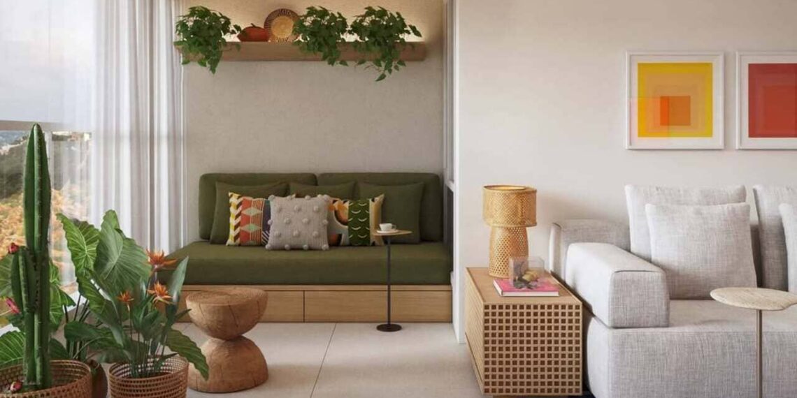 Bases neutras sempre nos permitem brincar com objetos e acessórios coloridos, que vão dando vida e movimento aos ambientes e expressando a identidade do morador ao longo do tempo | Imagem: amma.estudio