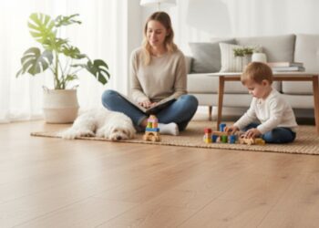 Piso laminado de madeira na decoração