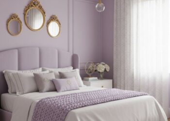 Decoração de quarto infantil lilas com dourado