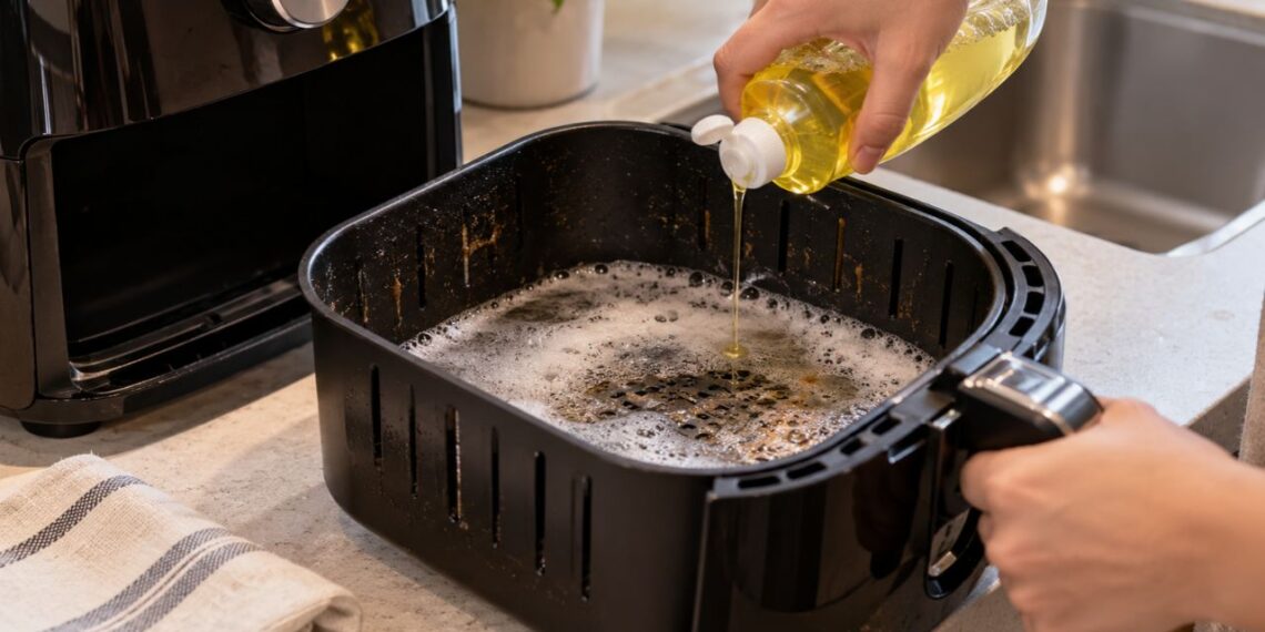 Airfryer suja por dentro? Veja o método com detergente e água morna que remove a gordura em poucos minutos
