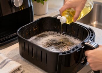 Airfryer suja por dentro? Veja o método com detergente e água morna que remove a gordura em poucos minutos