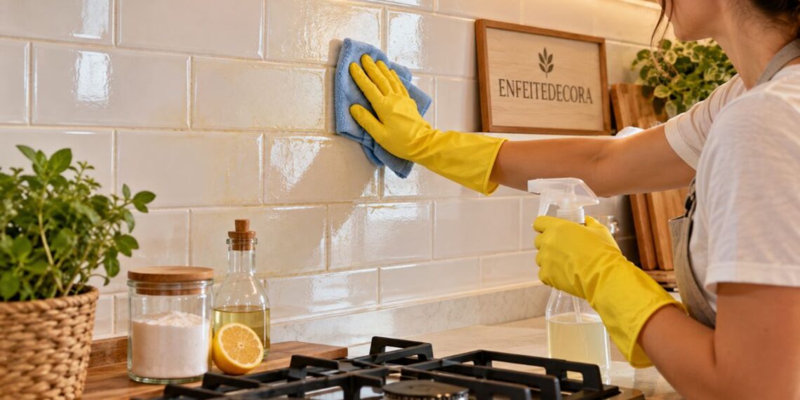Misturinha caseira para tirar gordura do azulejo elimina a camada amarelada que o detergente comum não resolve