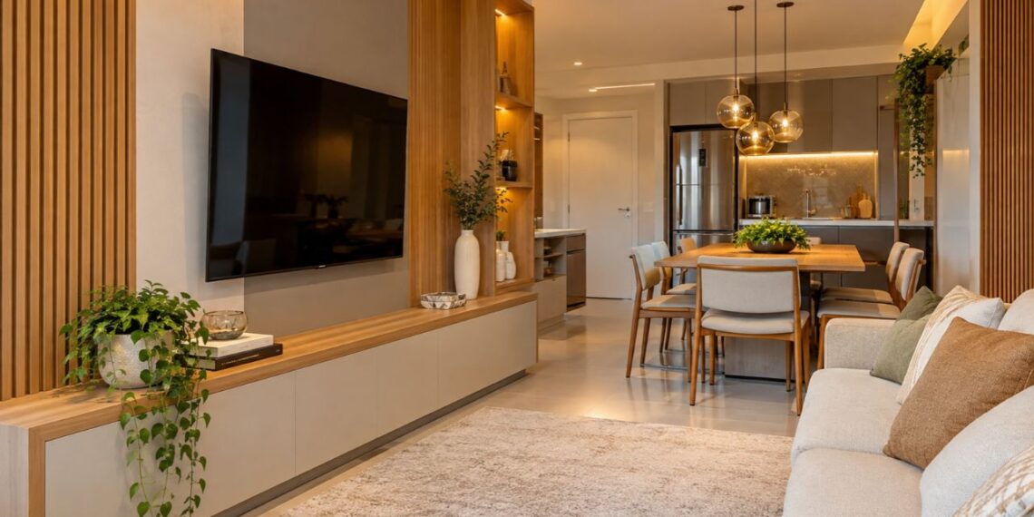 Sala de jantar integrada com sala de estar